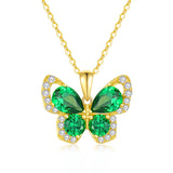 14K Solid Gold Butterfly Necklace for Women Real Yellow Gold Butterfly Pendant Necklace, Jewelry Gift for Her, 16+1+1 Inch