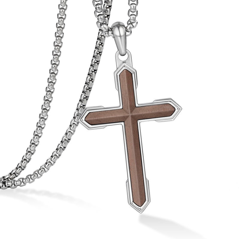14K Gold Plated Wooden Cross Necklace  Christian Jewelry Gifts for Men