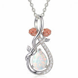 Sterling Silver Teardrop Gemstone Rose Butterfly Infinity Heart Necklace for Women