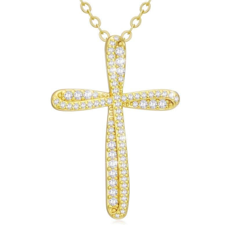 14K Gold Plated Cross Infinity  Pendant Necklace  for Women
