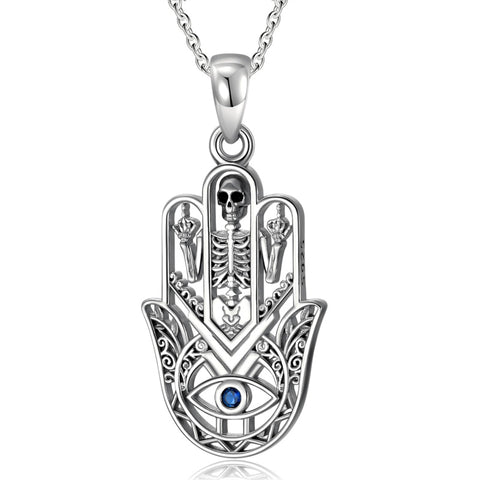 Sterling Silver Hamsa Tree of Life Viking Lion Butterfly Evil Eye Yin Yang Eye of Horus Pendant Necklace