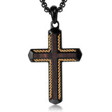 14K Gold Plated Wooden Cross Necklace Jewelry Gift for Him