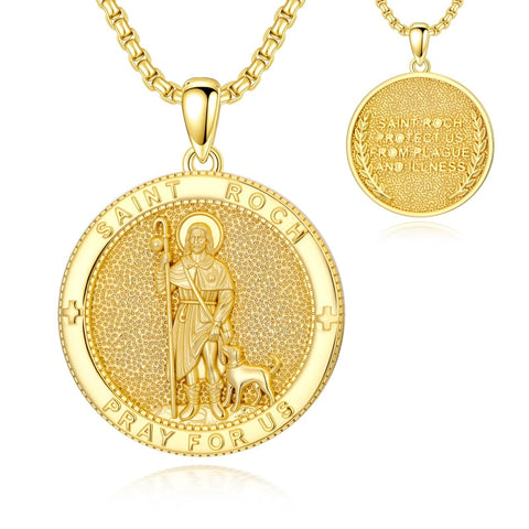 Patron Saint Medal Gold Plated Catholic Pendant Christian Religious Necklace Amulet Jewelry