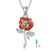 Rose Flower Cremation Urn Necklace For Ashes Sterling Silver  Memorial Jewelry For Women