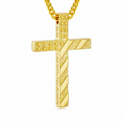 Bible Verse 14K Gold Plated American Flag Cross Necklace for Men