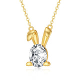 14K Yellow Gold 2CT Moissanite Rabbit Pendant Necklace