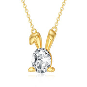 14K Yellow Gold 2CT Moissanite Rabbit Pendant Necklace