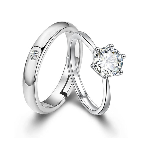 Copper Cubic Zirconia Cubic Adjustable Matching Couple Rings