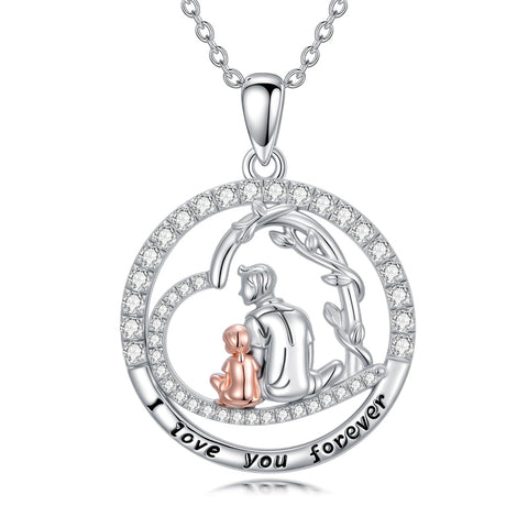 Sterling Silver Mother Daughter Father Daughter Sister Pendant Necklace Family Jewelry for Christmas Mother's Day