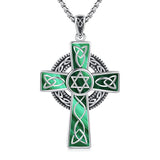 14K Gold Plated Celtic Vikin Cross Pendant Necklace Irish Jewelry Religious Protective Gift