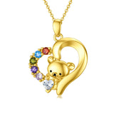 14K Real Gold Bear Necklace for Women Yellow Gold Cute Animal Necklace Jewelry Gift for Birthday Christmas Gold Chain 16"-18"