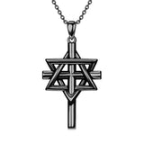 Sterling Silver Nial Cross David Pendant Necklace