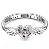 Custom Ring with Picture for Women Men Sterling Silver Personalized Memorial Photo Ring Customize Engraved Memorial Rings for Mom Dad Grandma Pet