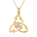 14K Gold Triquetra Trinity Knot Pendant Necklace