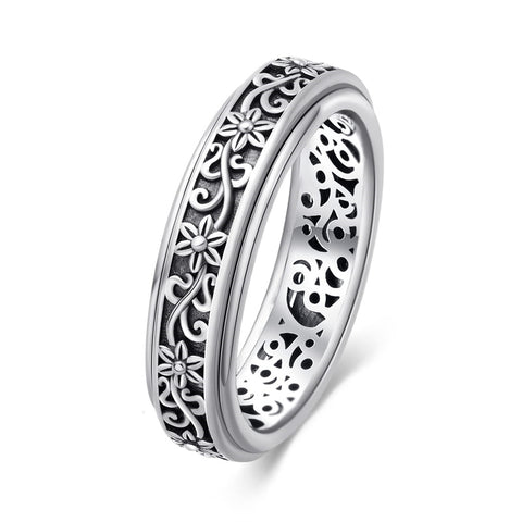 Sterling Silver Sunflower Daisy Spinner Ring