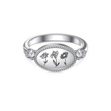 925 Sterling Silver Personalized Birth Flower Ring Wildflower Ring Gift for Mother