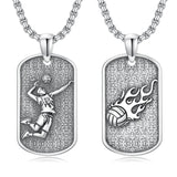 Sterling Silver Dog Tag Baseball Basketball Softball Soccer Pendant Necklace for Men