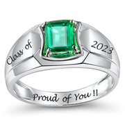 Sterling Silver Personalized Birthstone&Engraved Class RingGraduation Ring