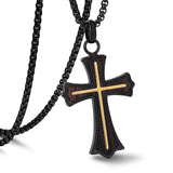 14K Gold Plated Wooden Abalone Shell Cross Pendant Necklacefor Men