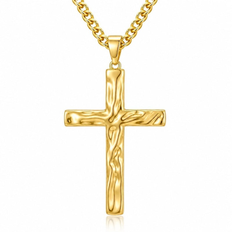 Cross Pendant Necklace for Men 14K Gold Plated Minimalist Christian Jewelry Religious Gift