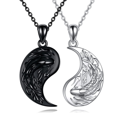 Sterling Silver Yin Yang Sun Moon Mountain Tree of Life Couple Necklaces