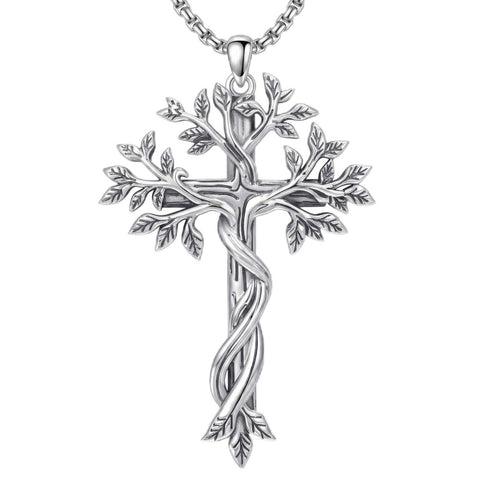 Sterling Silver Cross Pendant Necklace Gift for Anniversary Christmas