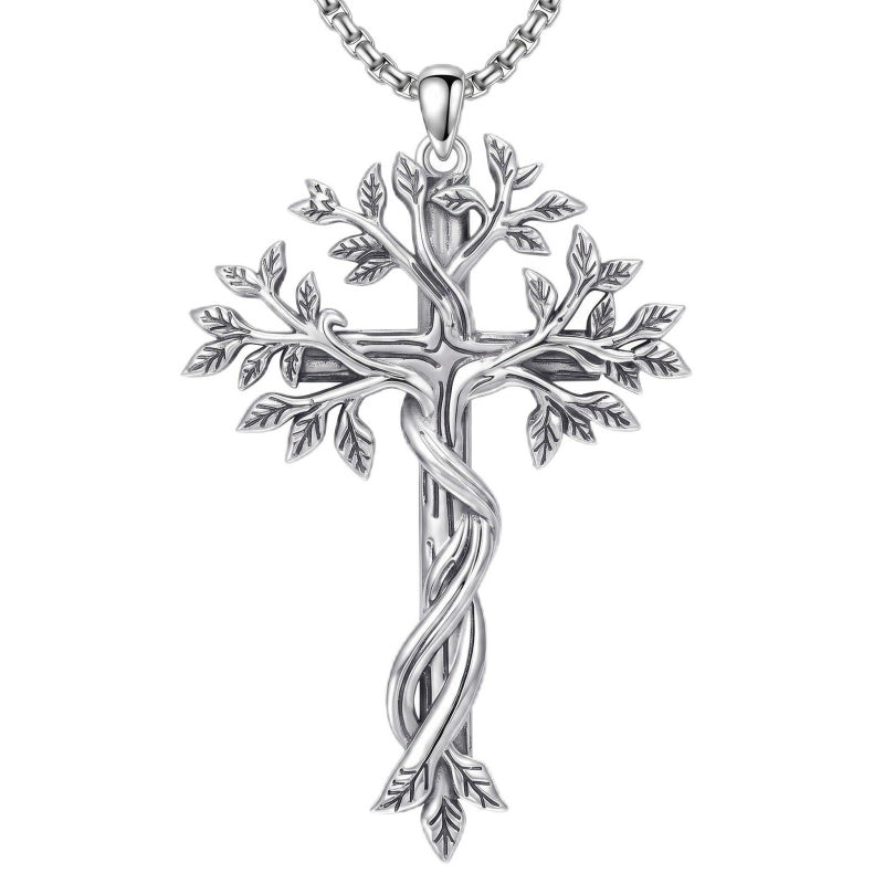 Sterling Silver Cross Pendant Necklace Gift for Anniversary Christmas
