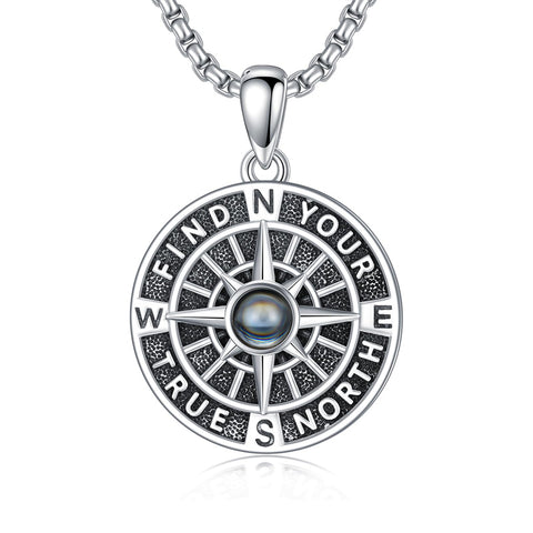 Sterling Silver Compass Pendant Necklace Graduation Jewelry Gift