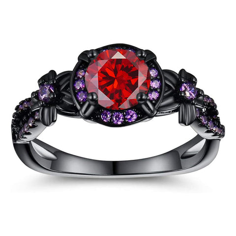 Copper Created Opal Mystic Topaz Amethyst Garnet Eternity Ring for Women