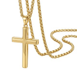 14K Gold  Plated Cross Pendant Necklace for Men Minimalist Religion Jewelry