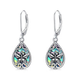 Sterling Silver Abalone Shell Filigree Dragonfly Butterfly Bee Hummingbird Leverback Earrings