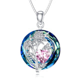 Sterling Silver Crystal Birthstone 12 Birth Flower  Pendant  Necklace