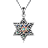 Sterling Silver Star of David Cross Peace Sign Tree of Life Star Pendant Necklace