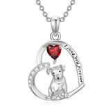 Sterling Silver 12 Month Birthstone Schnauzer Chihuahua Pitbull Pug Pendant Necklace for Women