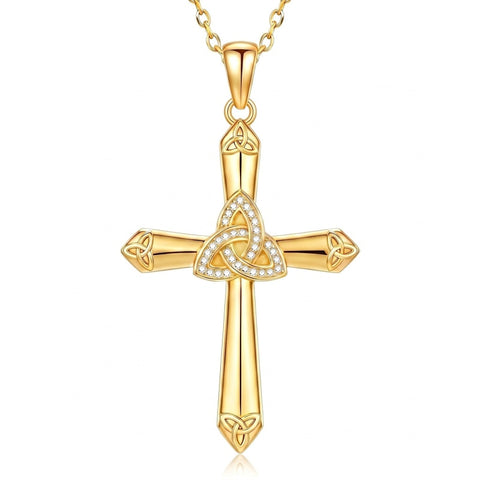 14K Gold Plated Cross Necklace for Women