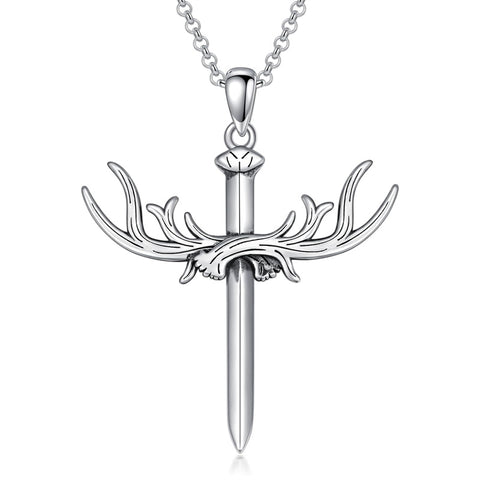 Sterling Silver Wooden Cross Pendant Necklace