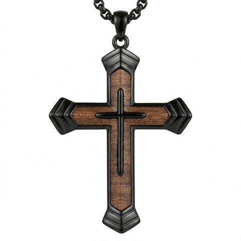 14K Gold Plated Wooden Pendant Necklace Beliefs jewelry