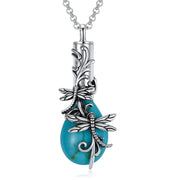 Sterling Silver Turquoise Drgonfly Butterfly Urn Necklace for Ashes