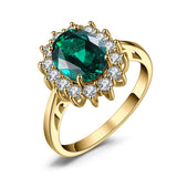 14K Yellow Gold Plated Birthstone Halo Engagement Rings for Women