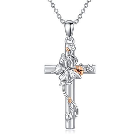 Sterling Silver Cross Bee Hummingbird Butterfly Dove Red Cardinal Pendant Necklace for Her