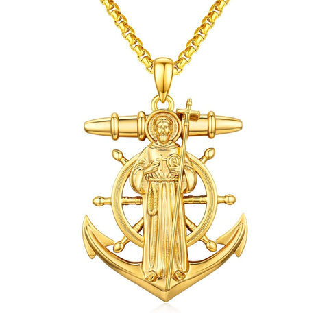 Christian Religious Medal Amulet 14K Gold Plated Pendant  Necklace