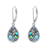 Sterling Silver Abalone Shell Filigree Dragonfly Butterfly Bee Hummingbird Leverback Earrings