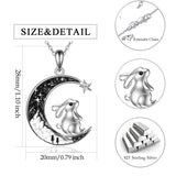 Crescent Moon 2 Cat Bat Black Cat Bunny Fox Highland Cow Horse Pendant Necklace Mother's Day Gift