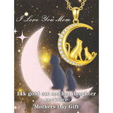 14K Gold Moon Cat Dog Rabbit Pendant Necklace