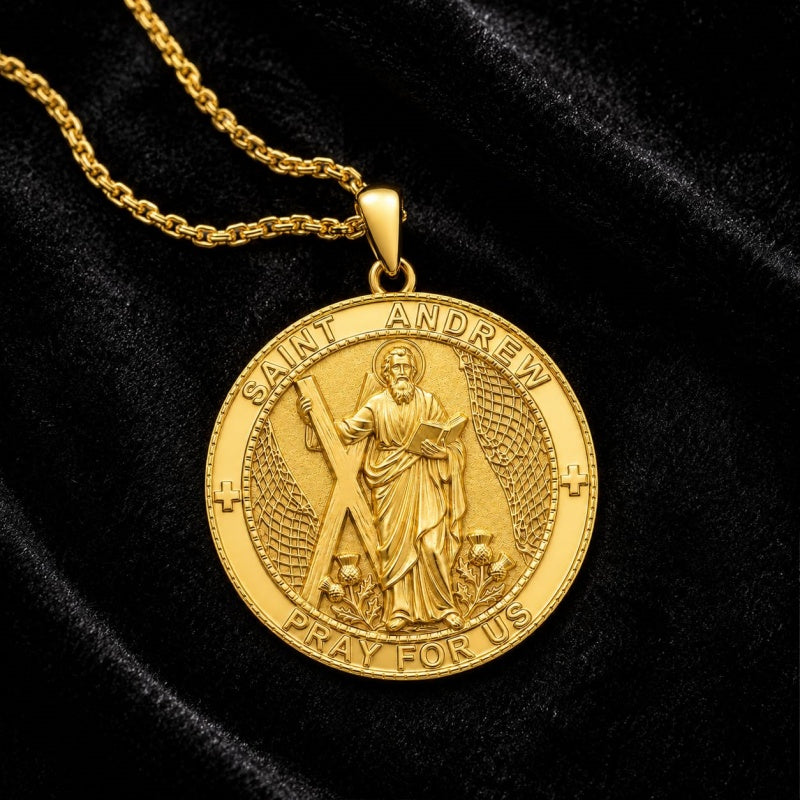 Patron Saint Medal Gold Plated Catholic Pendant Christian Religious Necklace Amulet Jewelry