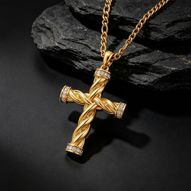14K Gold  Plated Cross Necklace Simple Religious Jewelry Gift