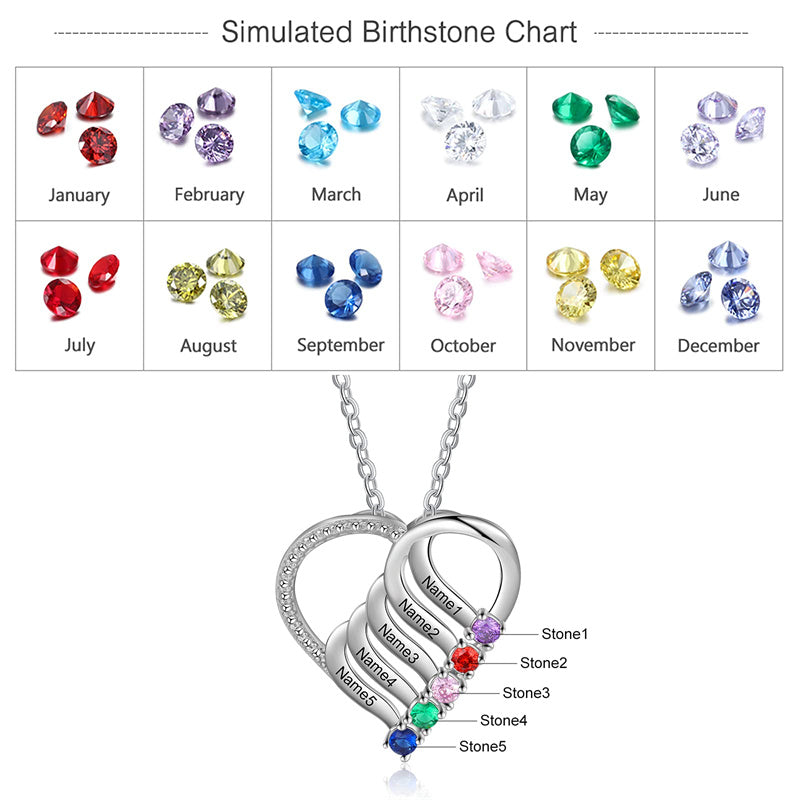 Sterling Silver Personalized  Engraved 2-6 Names Family Pendant Necklace