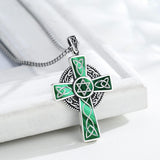 14K Gold Plated Celtic Vikin Cross Pendant Necklace Irish Jewelry Religious Protective Gift
