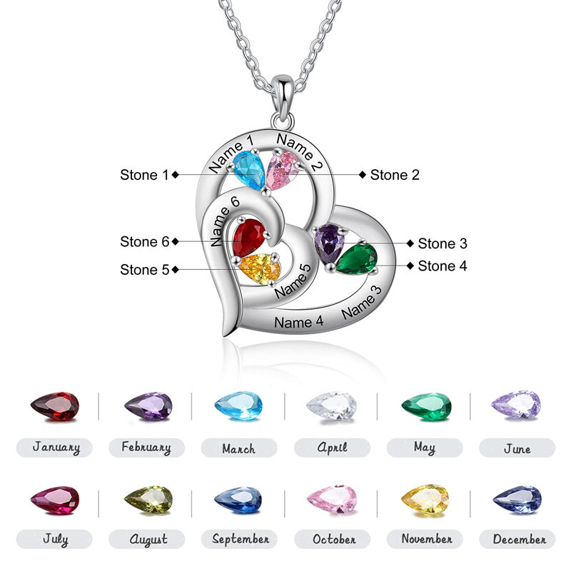 Sterling Silver Personalized Name Birthstone Mothers Necklace for Women