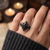 Sterling Silver 10K  14K  18K Gold 1CT-4CT Black Onyx Engagement Ring Gothic Wedding Promise Ring